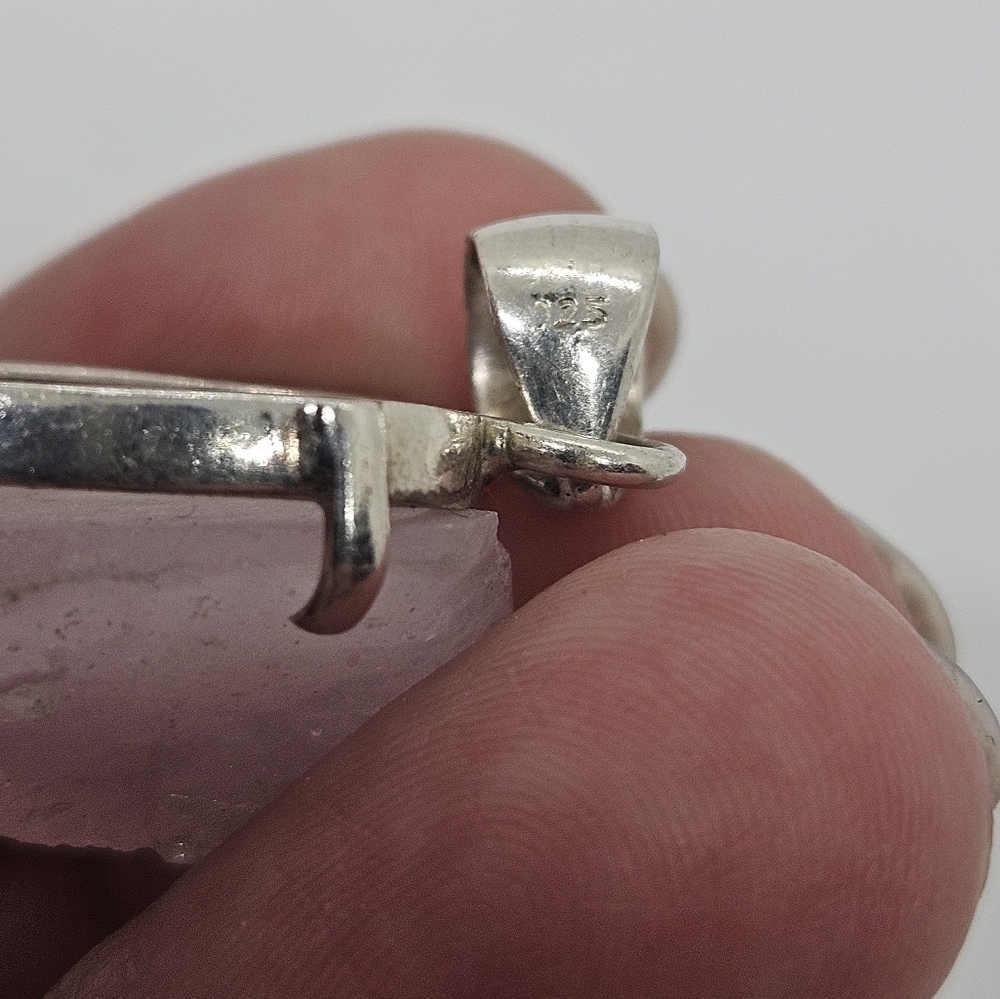 sterling silver rose quartz pendant - Picture 3 of 4